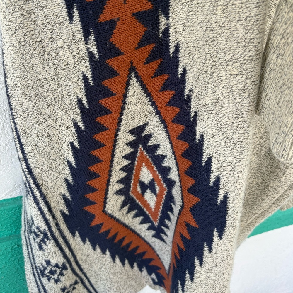 Oceanus Western Tribal Pattern Open Boho Cardigan Medium Blue Gray - Picture 5 of 10